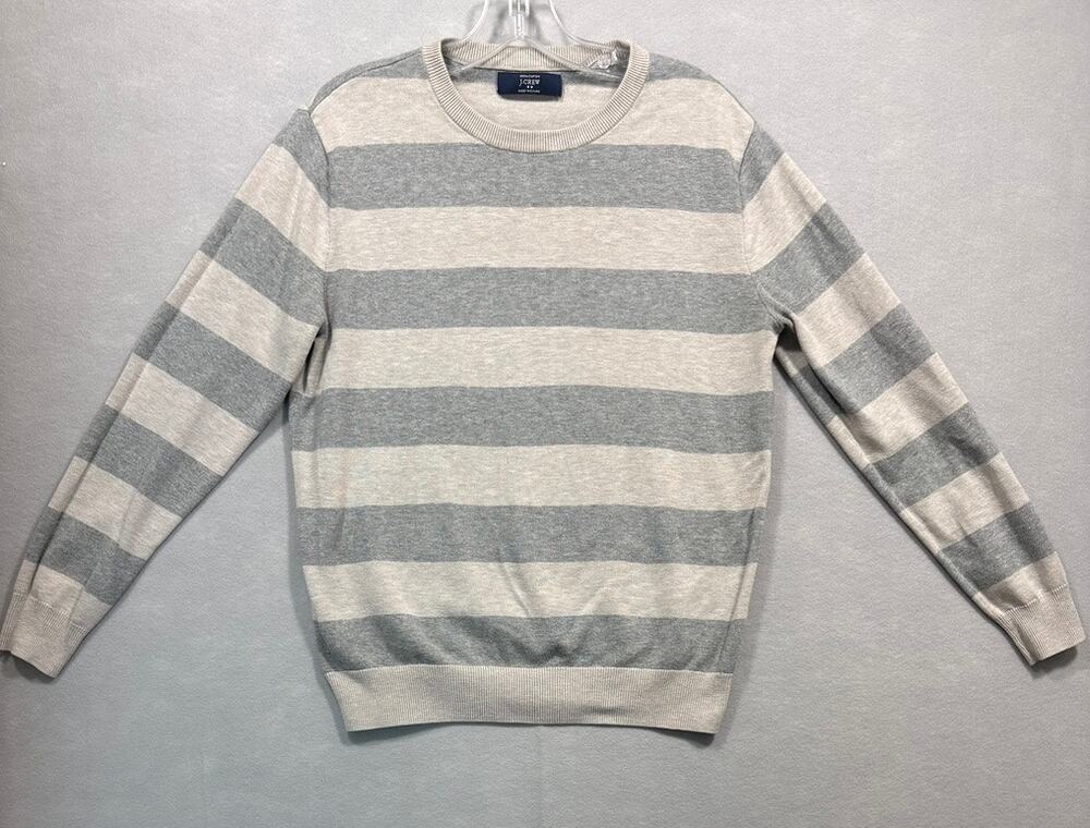 J.Crew Gray & Off-White Striped Crewneck Sweater Women’s Size Medium